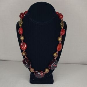Red and Gold Beaded Necklace